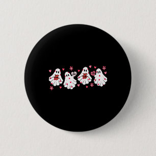 Retro Valentinstag Niedlich Ghost Boo Spooky Fraue Button