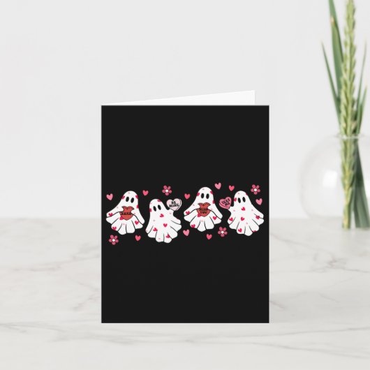 Retro Valentinstag Niedlich Ghost Boo Spooky Fraue Karte (Vorderseite)