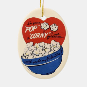 Retro Valentinstag, Popcorn Knallt Eine Alberne Fr Keramikornament