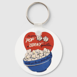 Retro Valentinstag, Popcorn Knallt Eine Alberne Fr Schlüsselanhänger