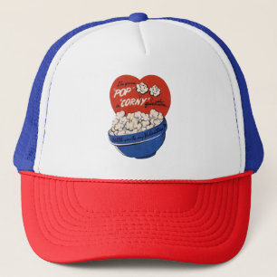 Retro-Valentinstag, Popcorn-Pop eine Corny-Frage Truckerkappe