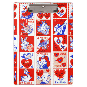Retro-Valentinstag-Stempel-Muster im Stil der 1950 Klemmbrett