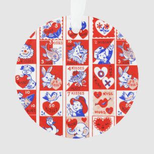 Retro-Valentinstag-Stempel-Muster im Stil der 1950 Ornament