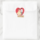 Retro Valentinstag, Vintag Harlequin und Herz Quadratischer Aufkleber (Tasche)