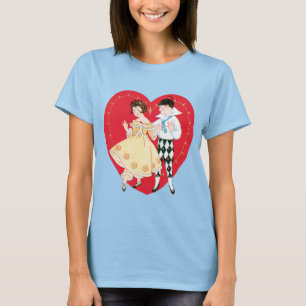 Retro Valentinstag, Vintag Harlequin und Herz T-Shirt