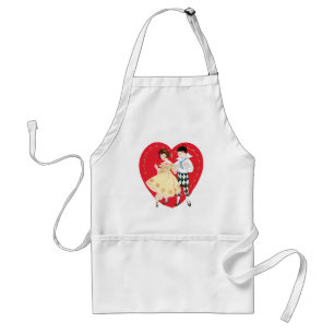 Retro Valentinstag, Vintage Harlekin und Herz Schürze
