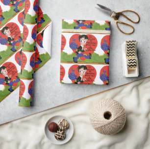 Retro Valentinstag, Vintage-Hobo-Junge Herz Geschenkpapier