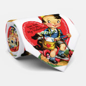 Retro Valentinstag, Vintage Junge auf einem Roller Krawatte (Gerollt)