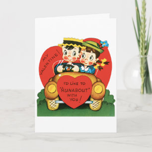 Retro Valentinstag, Vintage Junge und Mädchen im A Feiertagskarte