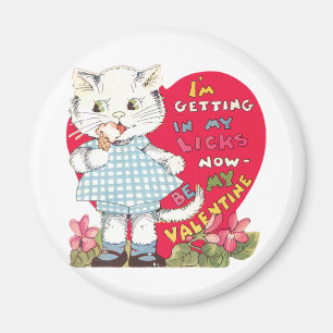 Retro Valentinstag Vintage-Katze isst Eiscreme Magnet