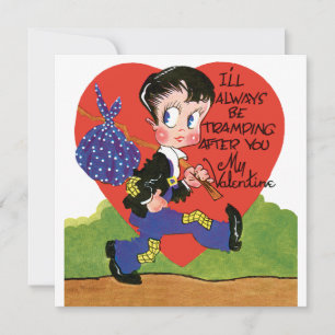 Retro Valentinstag, Vintage-Landstreicher-Jungen-H Feiertagskarte