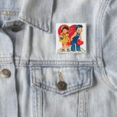 Retro Valentinstag, Vintage Mädchen- und Jungenher Button (Beispiel)