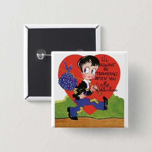 Retro Valentinstag, Vintages Hobo-Herzblut Button (Vorne & Hinten)