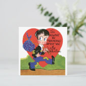 Retro Valentinstag, Vintages Hobo-Herzblut Feiertagskarte (Stehend Vorderseite)