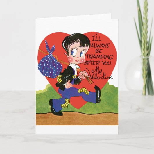 Retro Valentinstag, Vintages Hobo-Herzblut Feiertagskarte (Vorderseite)