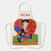 Retro Valentinstag, Vintages Hobo-Herzblut Schürze (Vorderseite)