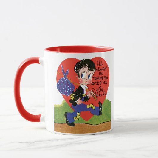 Retro Valentinstag, Vintages Hobo-Herzblut Tasse (Links)