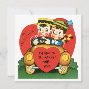 Retro Valentinstag, Vintages Mädchen und Junge im  Feiertagskarte