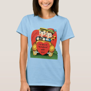 Retro Valentinstag, Vintages Mädchen und Junge im T-Shirt