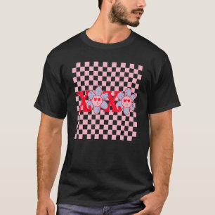 Retro Valentinstag XoXo Checkered Happy Face Flo T-Shirt
