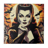 Retro-Vampir-Frau Fliese (Vorderseite)