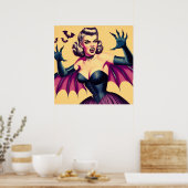 Retro-Vampir-Frau Poster (Küche)