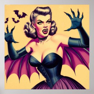 Retro-Vampir-Frau Poster