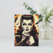 Retro-Vampir-Frau Postkarte (Stehend Vorderseite)