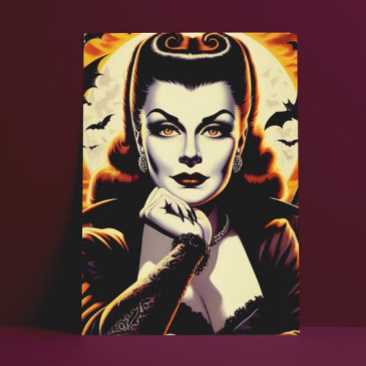 Retro-Vampir-Frau Postkarte