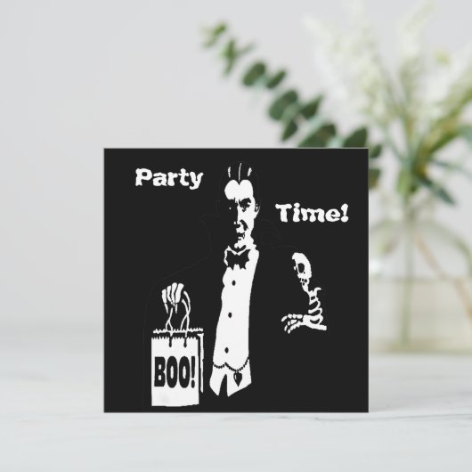 Retro Vampire Boo Party Time Trick-or-Treater Einladung (Stehend Vorderseite)