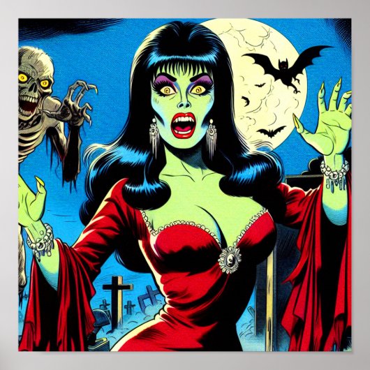 Retro Vampire Frauen Comicen Poster (Vorne)