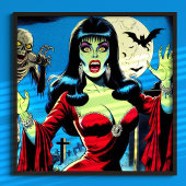 Retro Vampire Frauen Comicen Poster