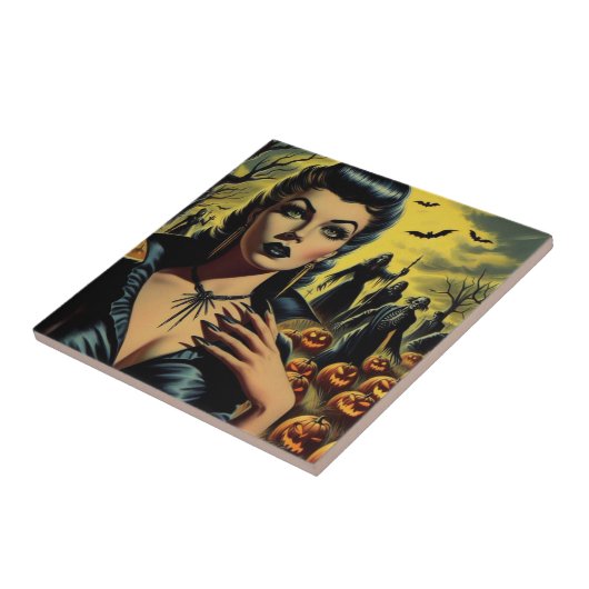 Retro Vampire Girl Fliese (Seite)