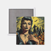 Retro Vampire Girl Magnet (Vorderseite/Rückseite)