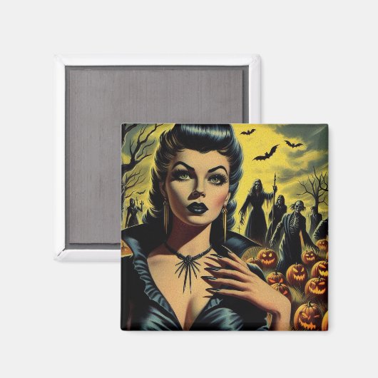 Retro Vampire Girl Magnet (Vorderseite/Rückseite)