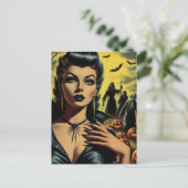 Retro Vampire Girl Postkarte (Stehend Vorderseite)