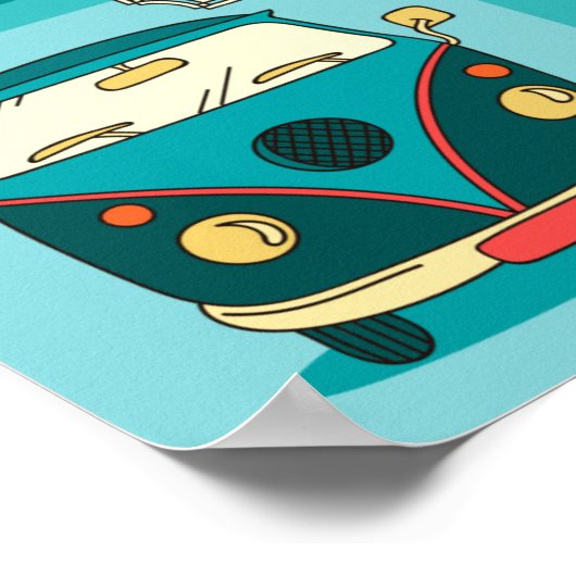 Retro Van (benutzerdefinierte Meldung) Poster (Ecke)