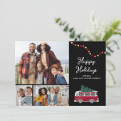 Retro-Van-Flach-Weihnachtskarte Feiertagskarte (Stehend Vorderseite)