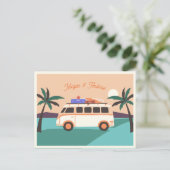 Retro van Hochzeit Postkarte (Stehend Vorderseite)