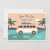 Retro van Hochzeit Save The Date (Vorderseite)