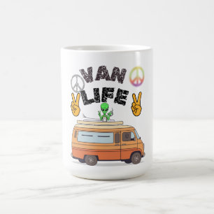 Retro-Van-Leben-Alien-Camper-Friedenszeichen-Desig Kaffeetasse
