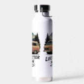 Retro-Van-Leben mit Hund Bergabenteuer Trinkflasche (Links)