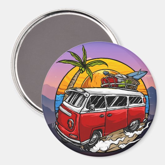 Retro Van Magnet (Vorderseite/Rückseite)