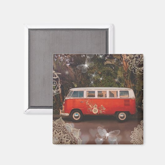 Retro Van Magnet (Vorderseite/Rückseite)