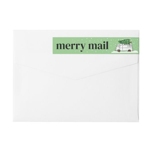 Retro Van Merry Mail Weihnachten Grün und Rot (Rückseite)