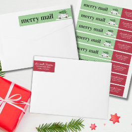 Retro Van Merry Mail Weihnachten Grün und Rot