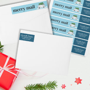 Retro Van Merry Mail Weihnachtsbaum Schnee Winter