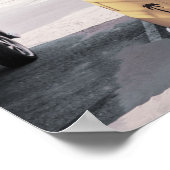 Retro Van mit Surfbrettern auf einem Küstenposter Poster (Ecke)