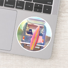 Retro Van Surfboard Beach California Vibes Aufkleber