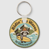 Retro Vancouver Surfbär Schlüsselanhänger (Rückseite)